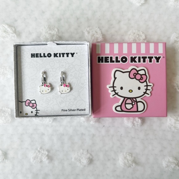 Hello Kitty Silver Charm Hoop Earrings - Picture 3 of 7